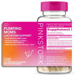 pink stork pumping moms capsules bottle for convenient daily lactation support
