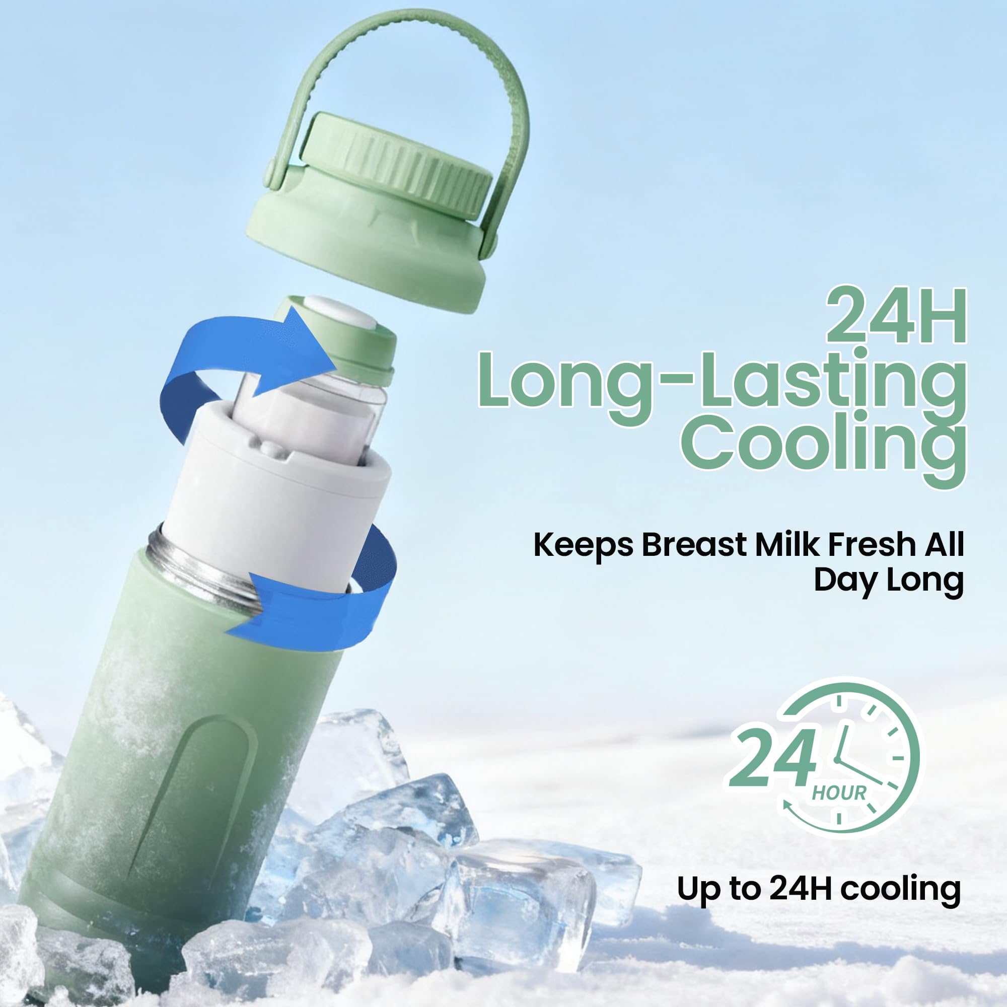 Pinkart cooling tube frozen overnight eliminates extra ice packs for easier travel.