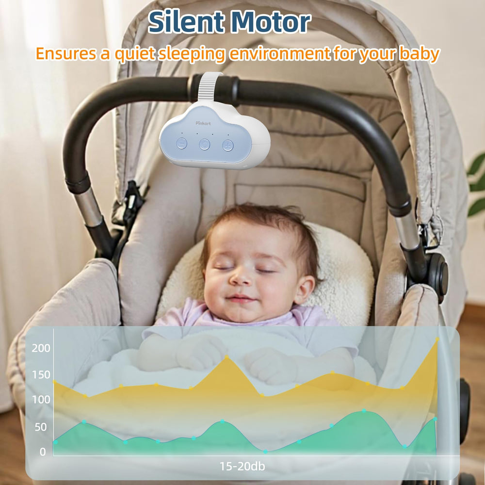Pinkart Rechargeable Stroller Rocker displaying three vibration speeds for customizable soothing.