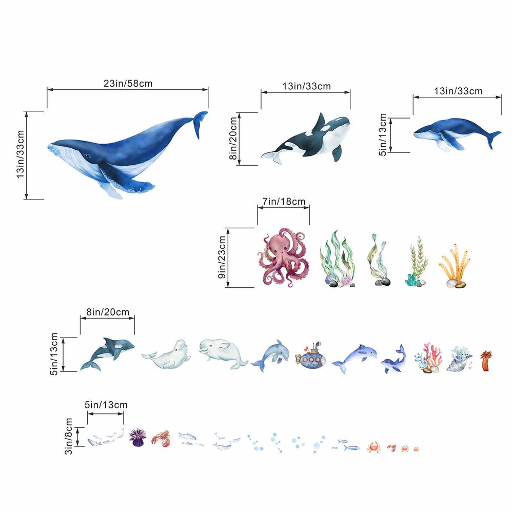 PinkEleph Under The Sea ocean animals wall stickers brighten smooth surfaces and encourage imaginative play