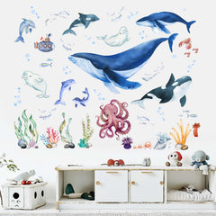 PinkEleph Under The Sea squid wall decal adds playful color to kids' rooms and classrooms