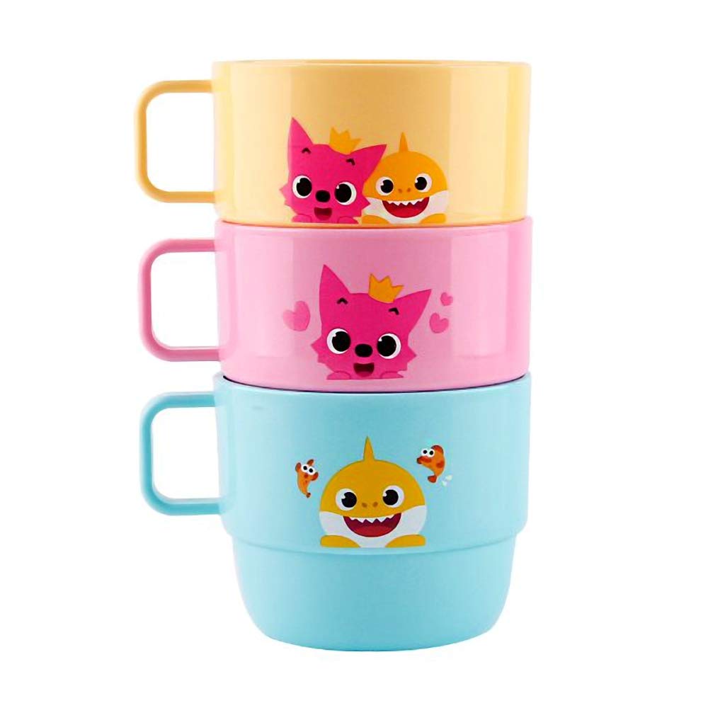 Pinkfong cup with handle 230ml, front view, easy-grip design for toddlers.