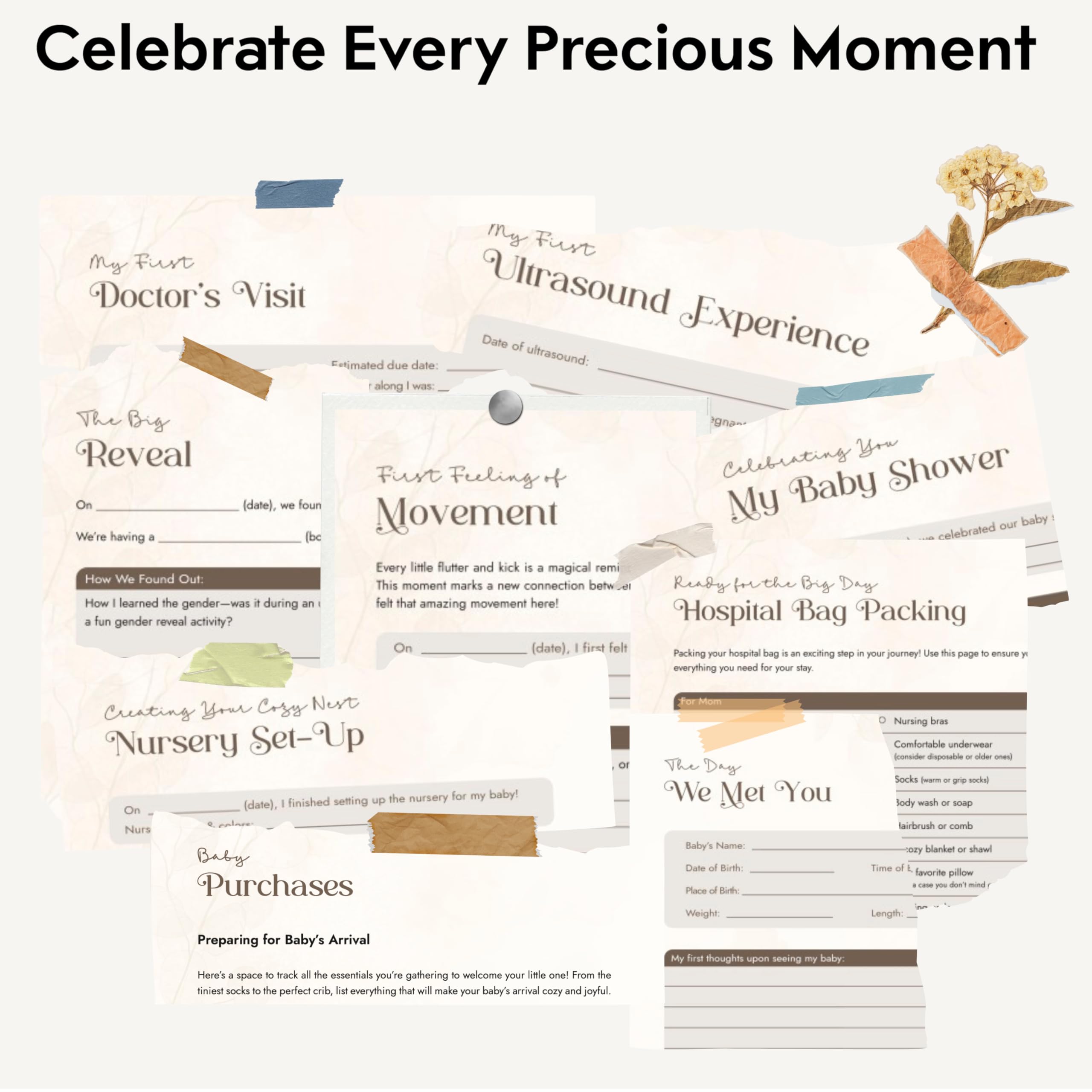 Pinkify It journey tracker spread guides week-by-week updates and memories.