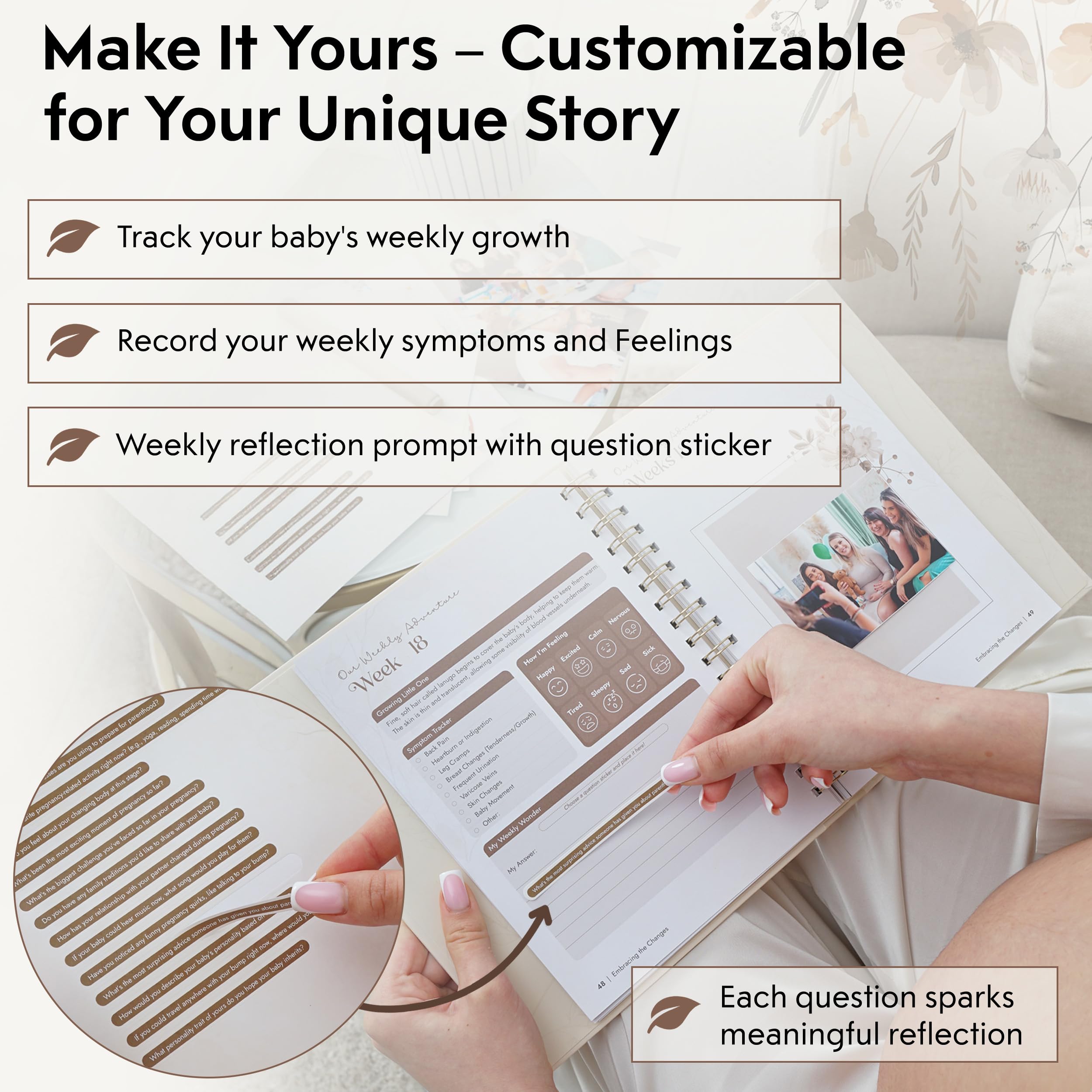Pinkify It weekly wonder stickers offer prompts for meaningful reflections.
