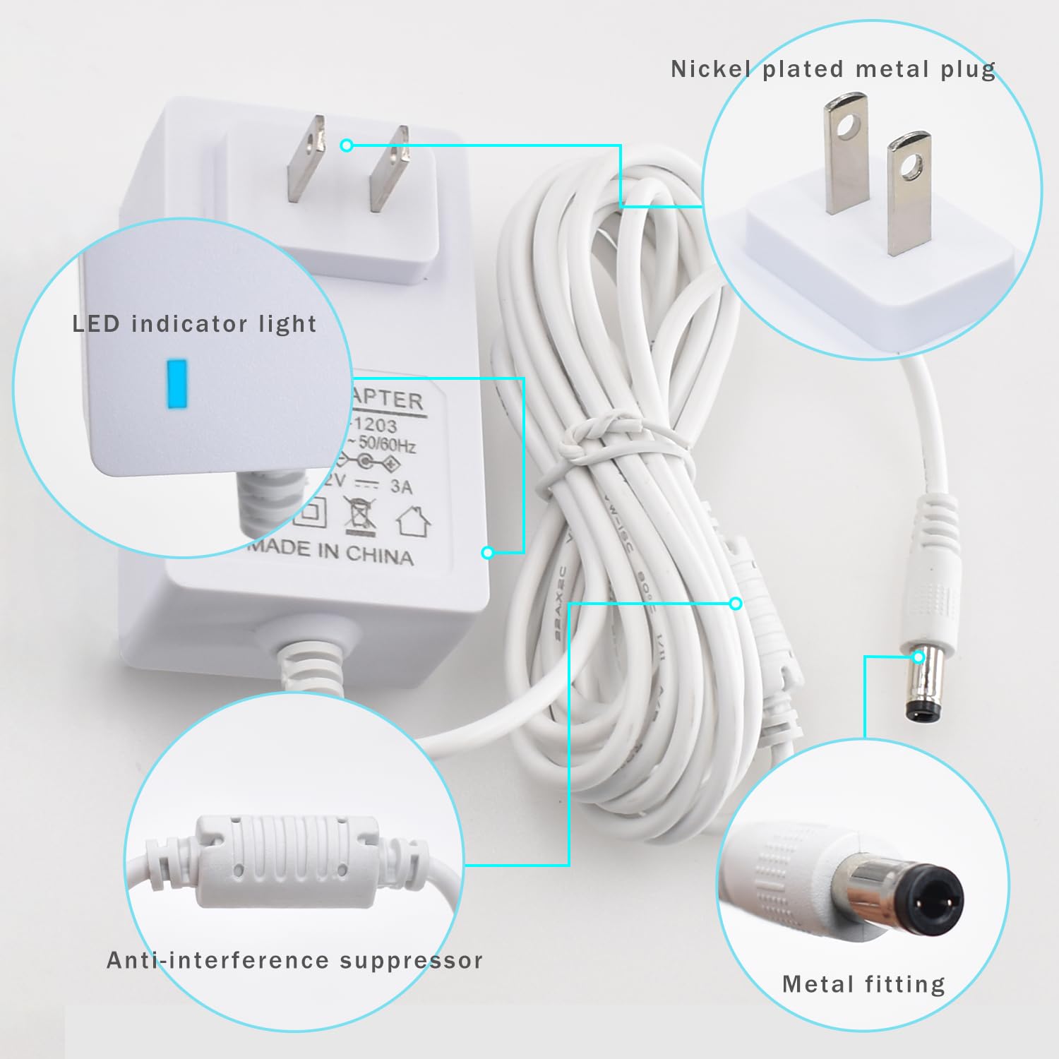 Pinkind 6.5ft power cord length enables versatile placement.