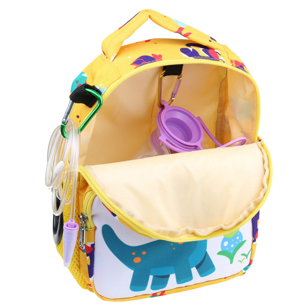 pinklilycare feeding-tube-backpack open-compartment with 500ml bag insert for quick packing.