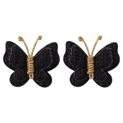 Pinkoriart 2 Pcs butterfly hair clip black close-up highlights lightweight comfort.