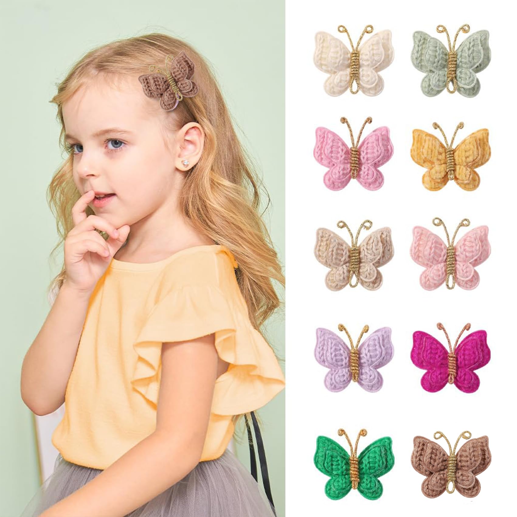 Pinkoriart two-pack butterfly clips Coffee add playful shine to outfits.