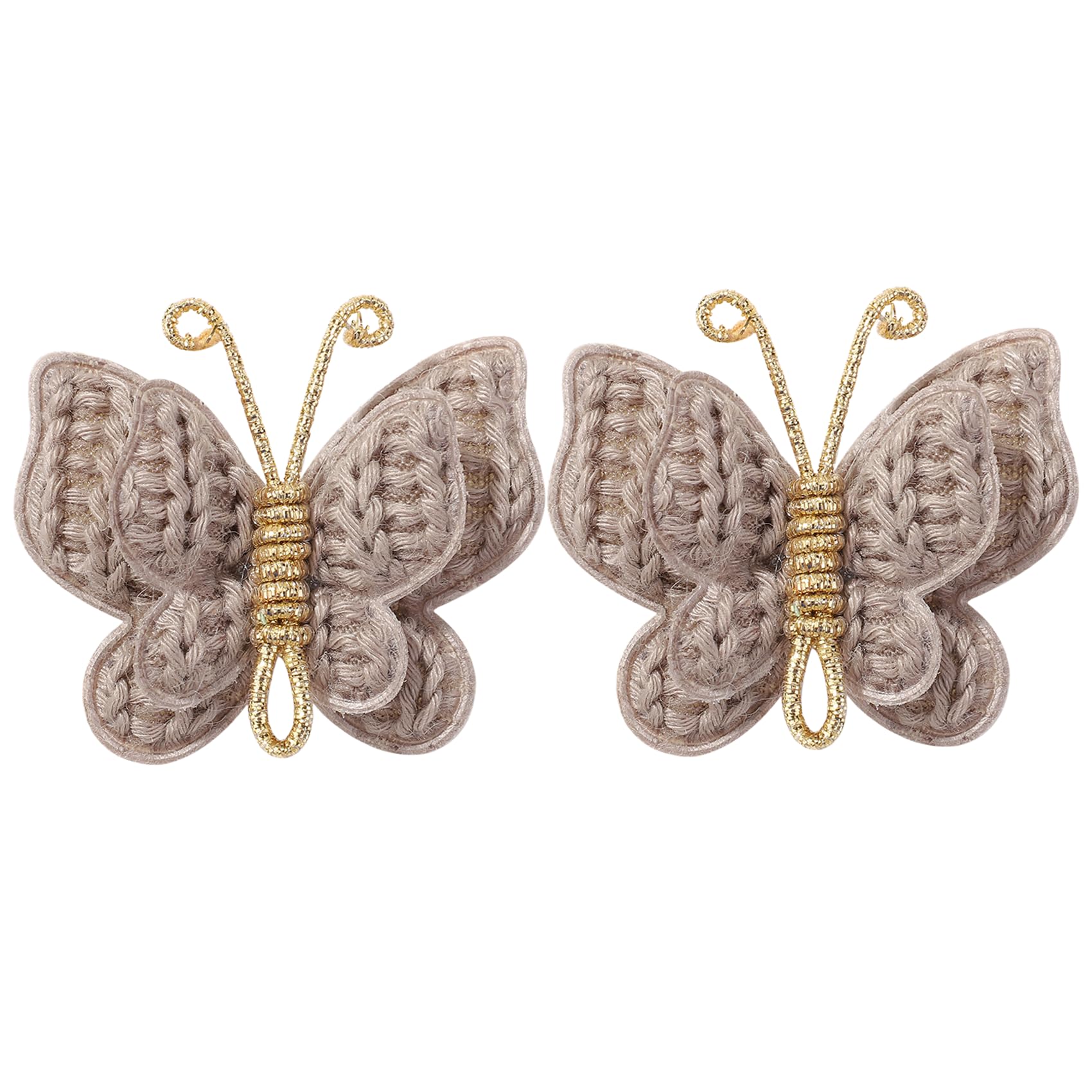 Pinkoriart butterfly hair clip gray beige close-up, lightweight comfort for toddlers.