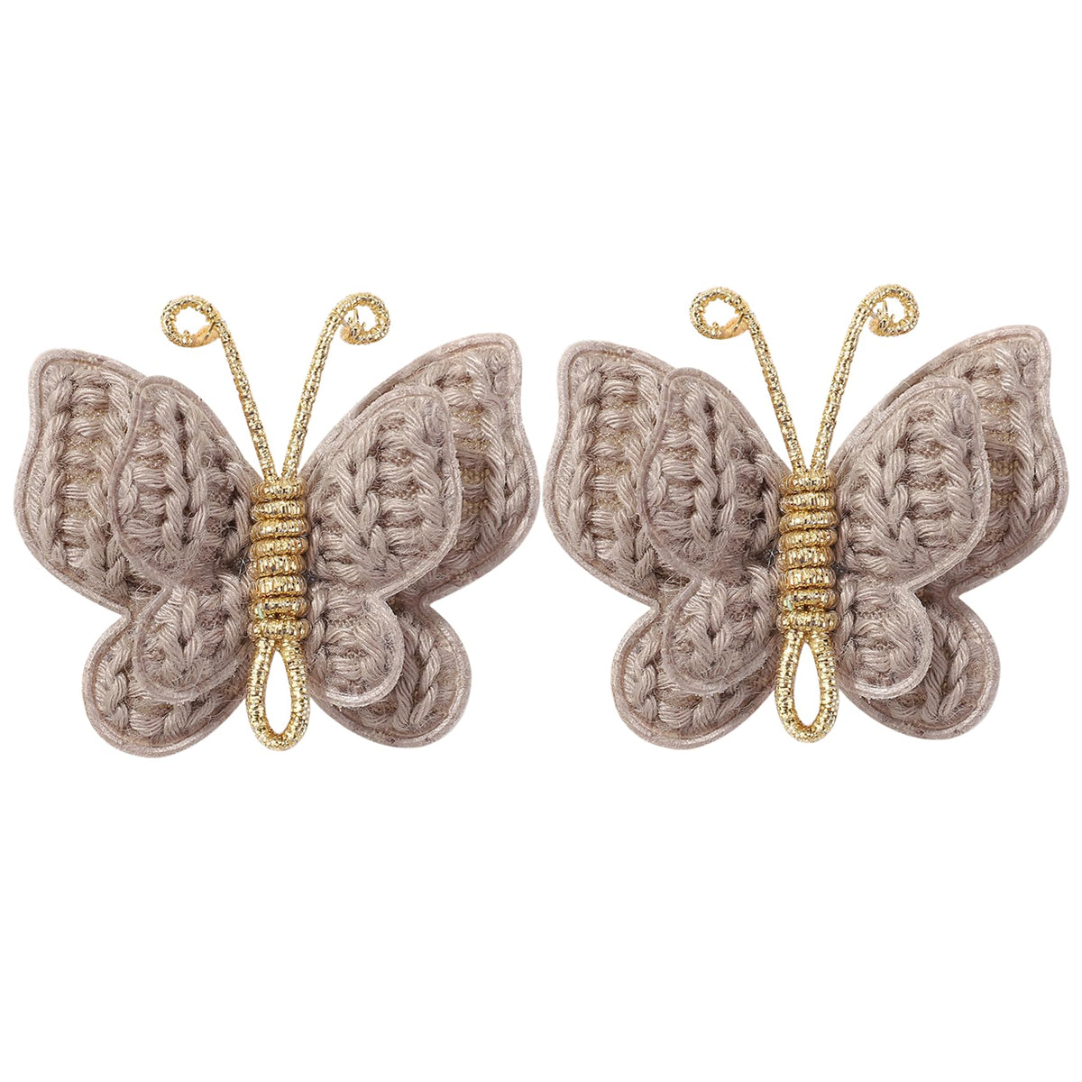 Pinkoriart butterfly hair clip gray beige close-up, lightweight comfort for toddlers.