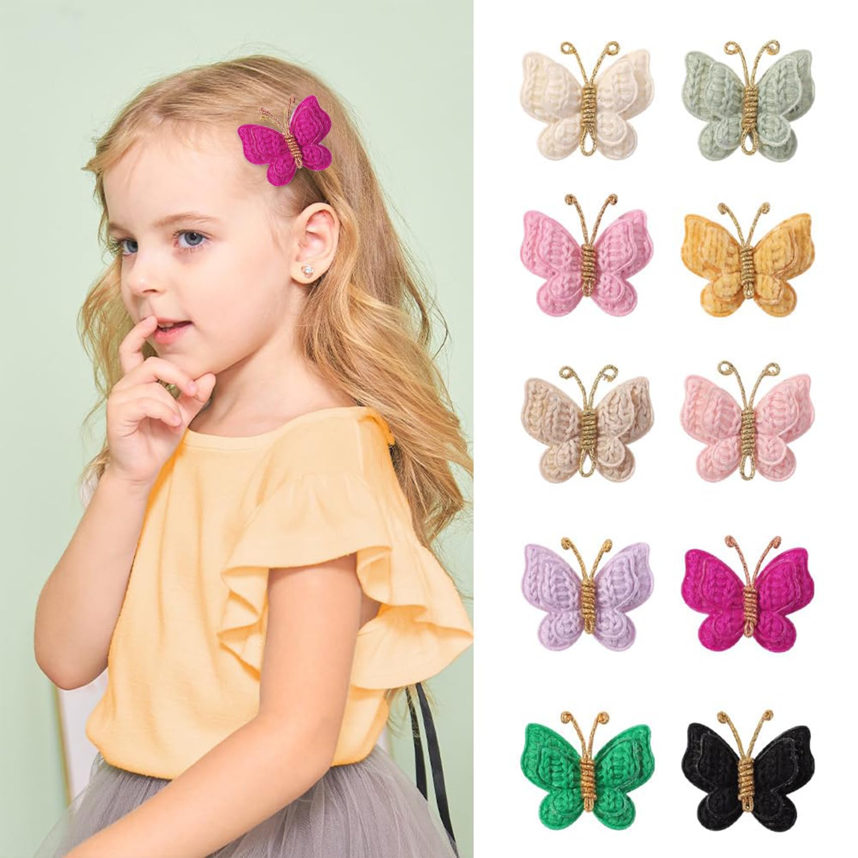 pinkoriart butterfly hair clip rose red 2-pack secures delicate hair safely.