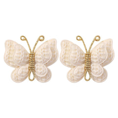 Pinkoriart two-piece butterfly hair clips beige for gentle daily wear