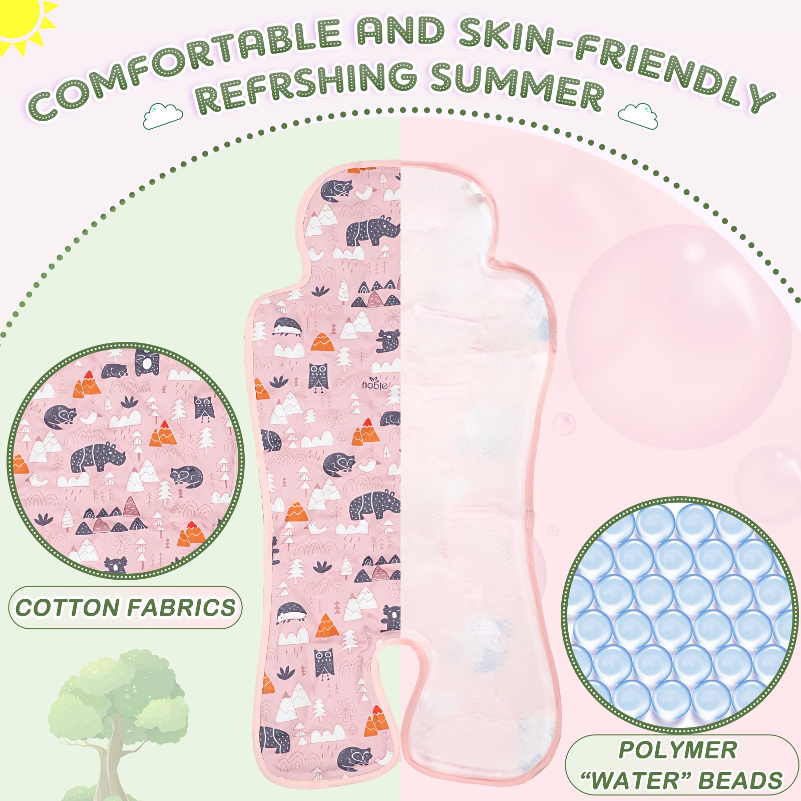 Pinkunn forest cooling pad measuring 69 by 33 cm on a surface.