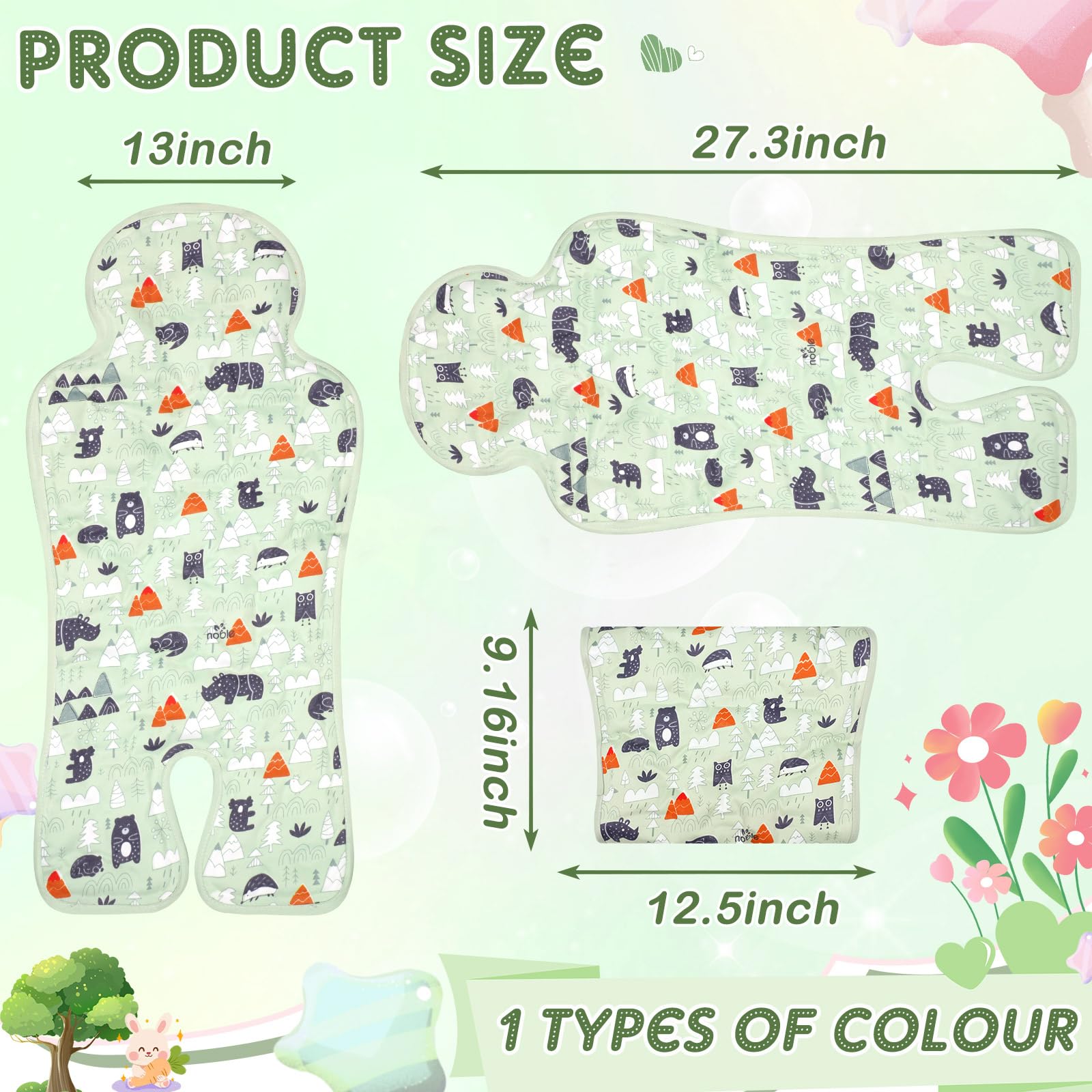 Pinkunn gel car seat cooling pad on stroller keeps baby comfortable outdoors.