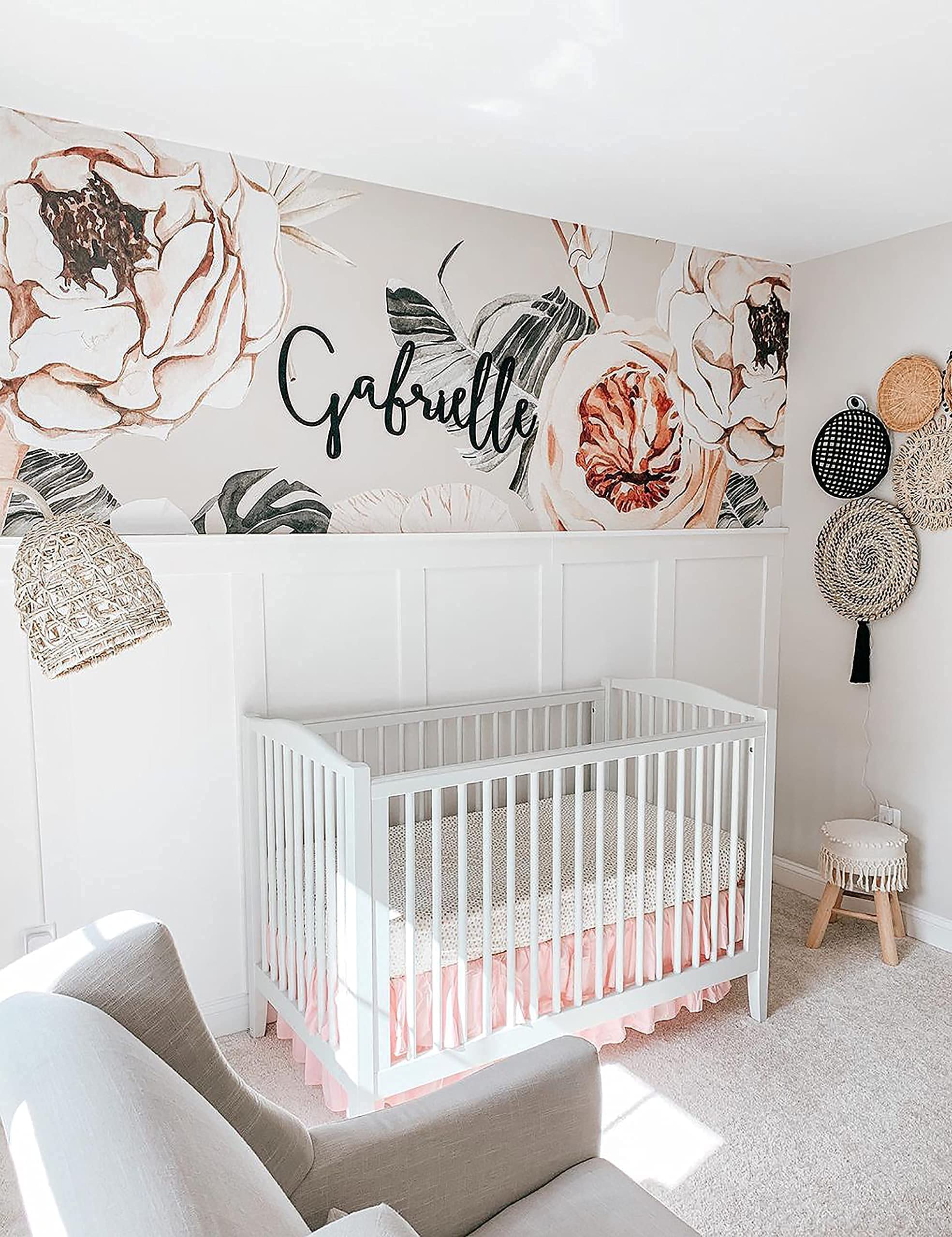 PINNKKU floral nursery scene showcasing coordinated decor for a serene room.