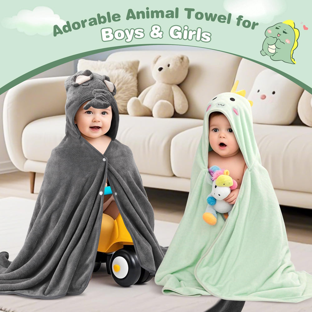 PINNORY hooded towel 28x55 inches offers full-body coverage for growing babies.
