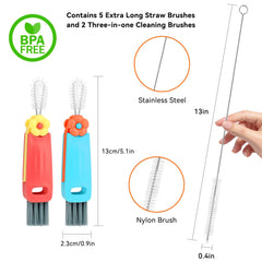 Pinsit extra-long-straw-brush-13inch reaching into a large bottle
