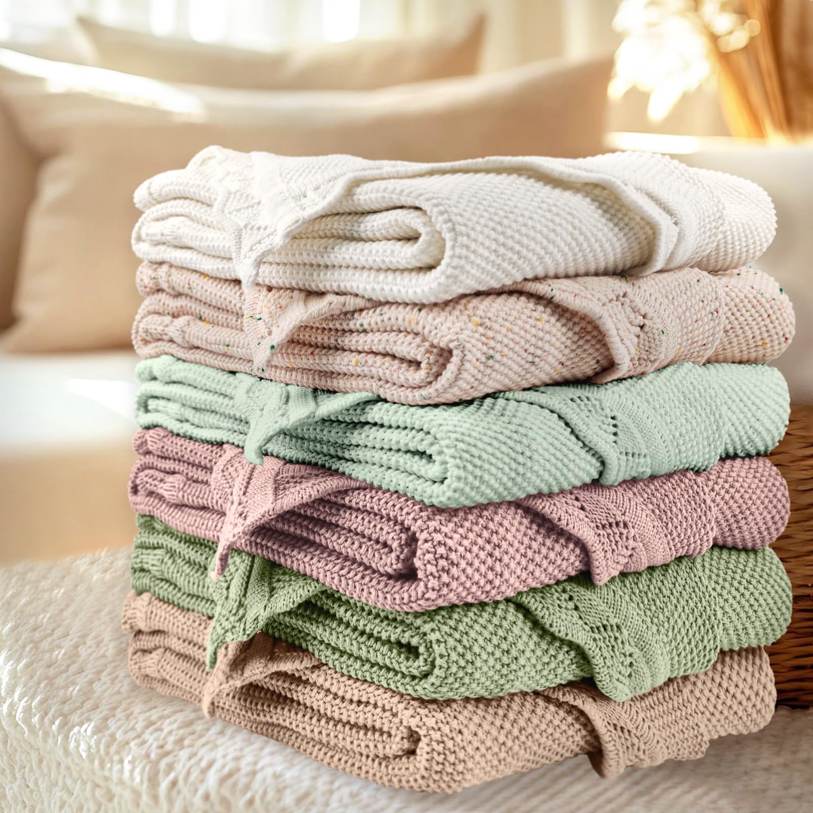 Pinuotu knitted baby blanket blue all-season comfort for year-round use.