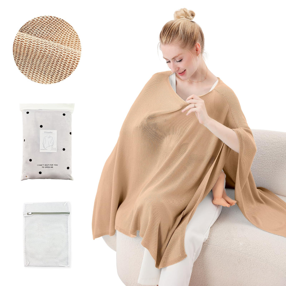 Pinuotu nursing cover open-knit Lyocell fabric shows breathable comfort for mom.
