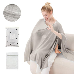 Pinuotu nursing cover worn demonstrates 360° privacy coverage during public nursing.
