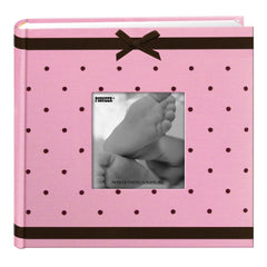 Pioneer Baby Dot fabric frame cover showcases pink-brown charm for lasting keepsake memories.