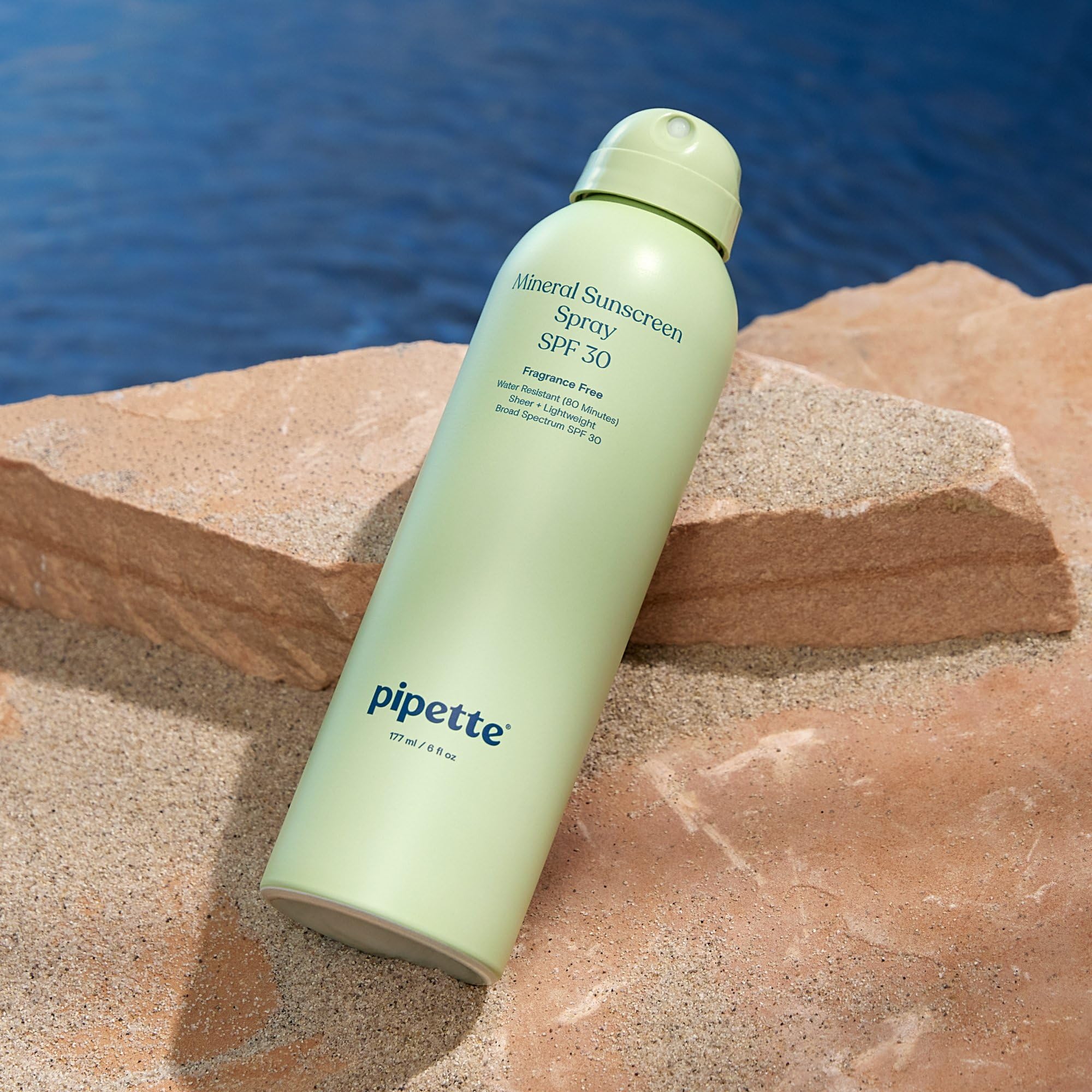 Pipette Baby Sunscreen packaging highlights kid-friendly design and easy travel use.