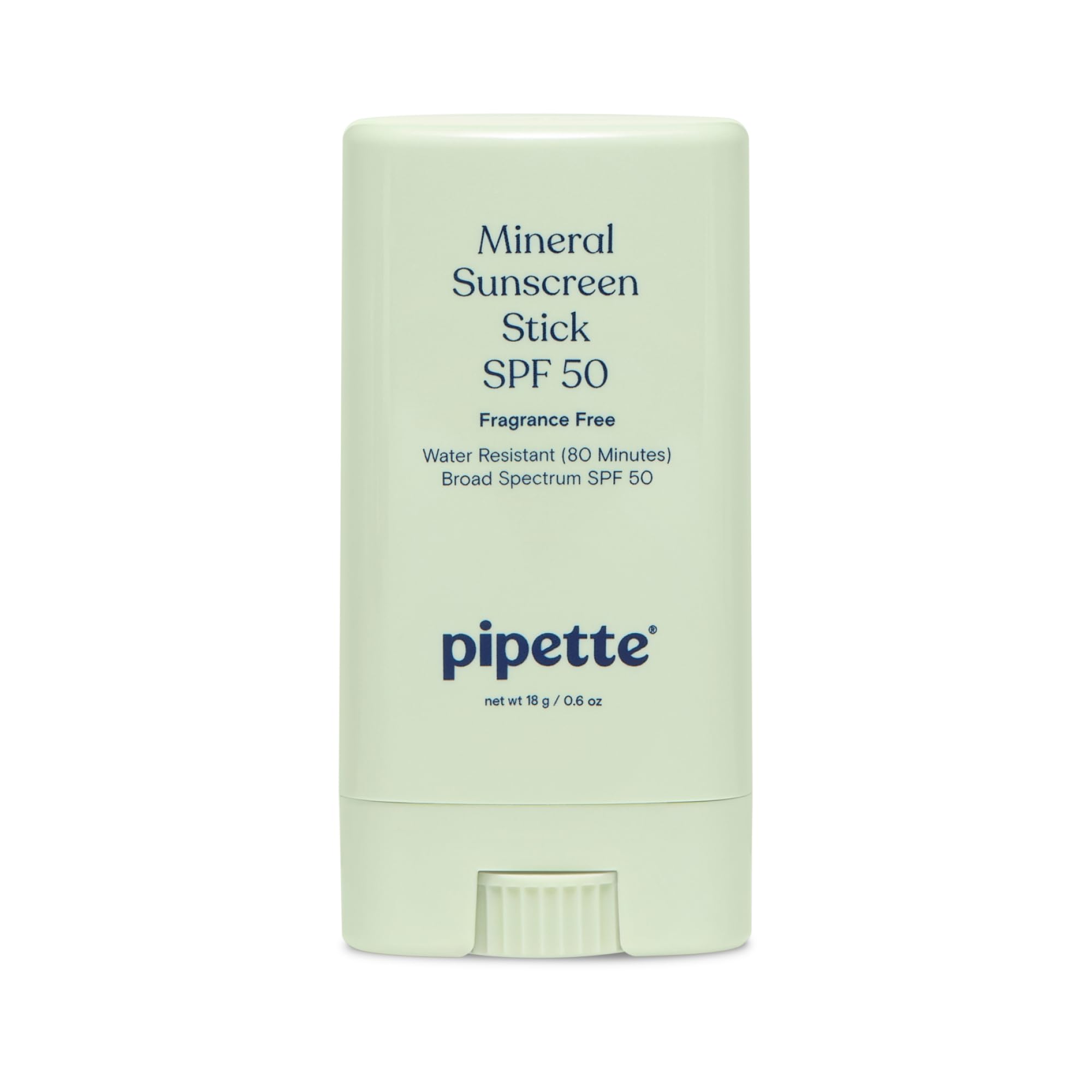 Pipette baby sunscreen stick front view showing mineral SPF 50 protection for delicate skin.
