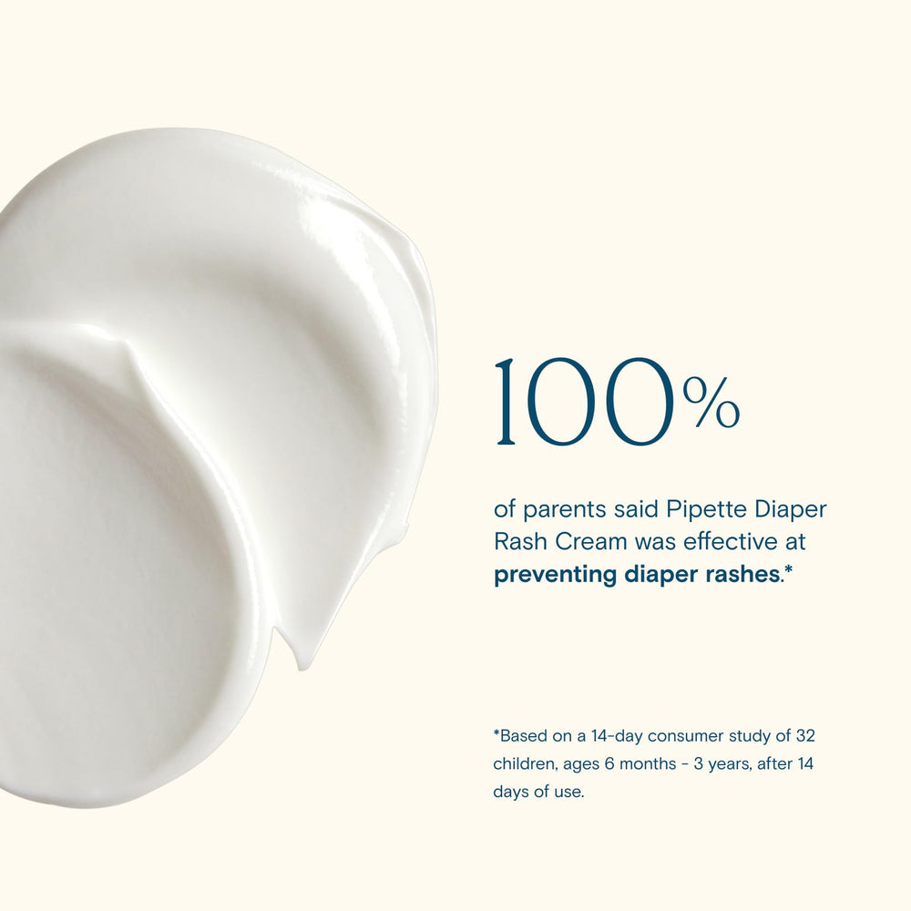 Pipette Diaper Rash Cream shown as newborn-safe application example.