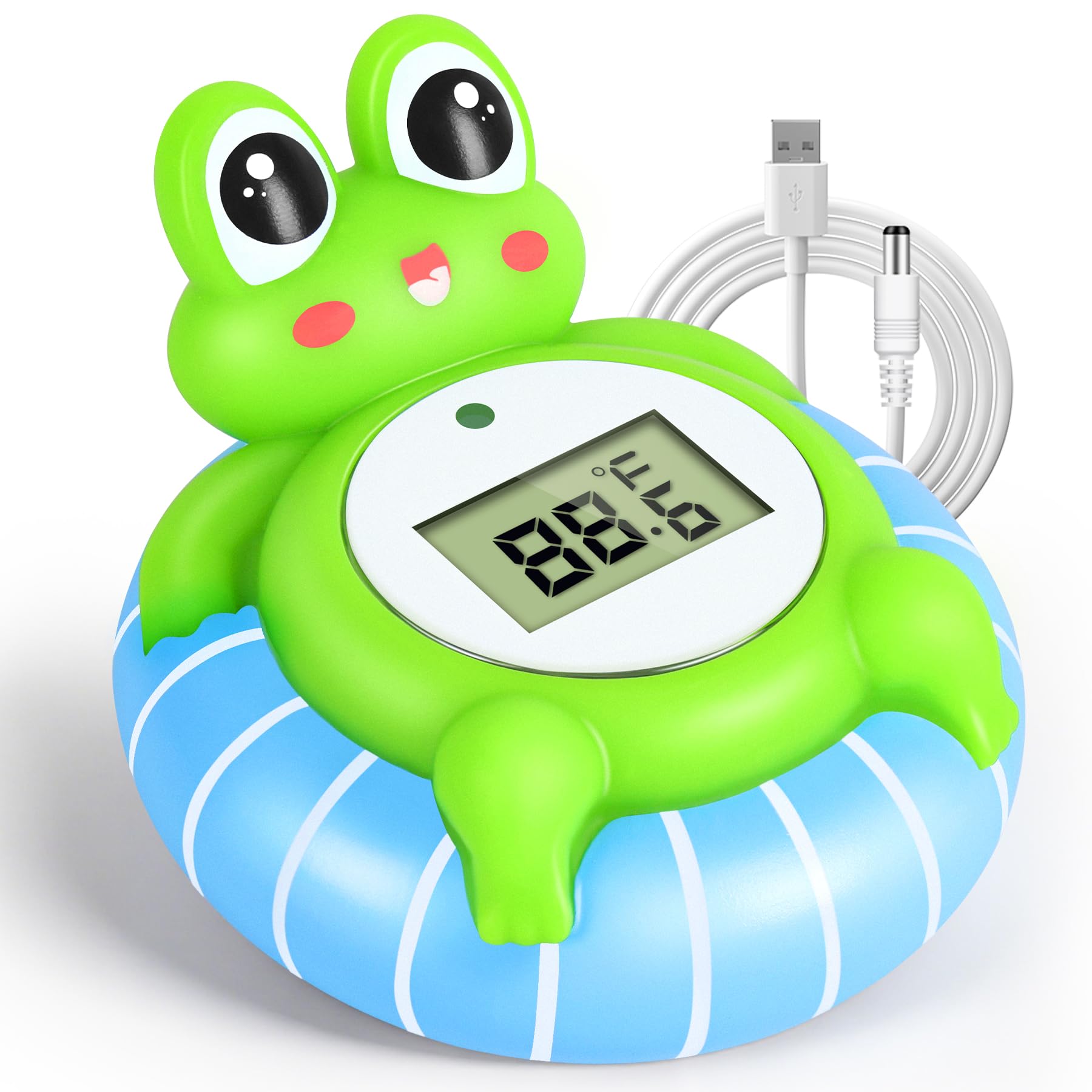 Pircaath baby bath thermometer with floating design for easy water testing.