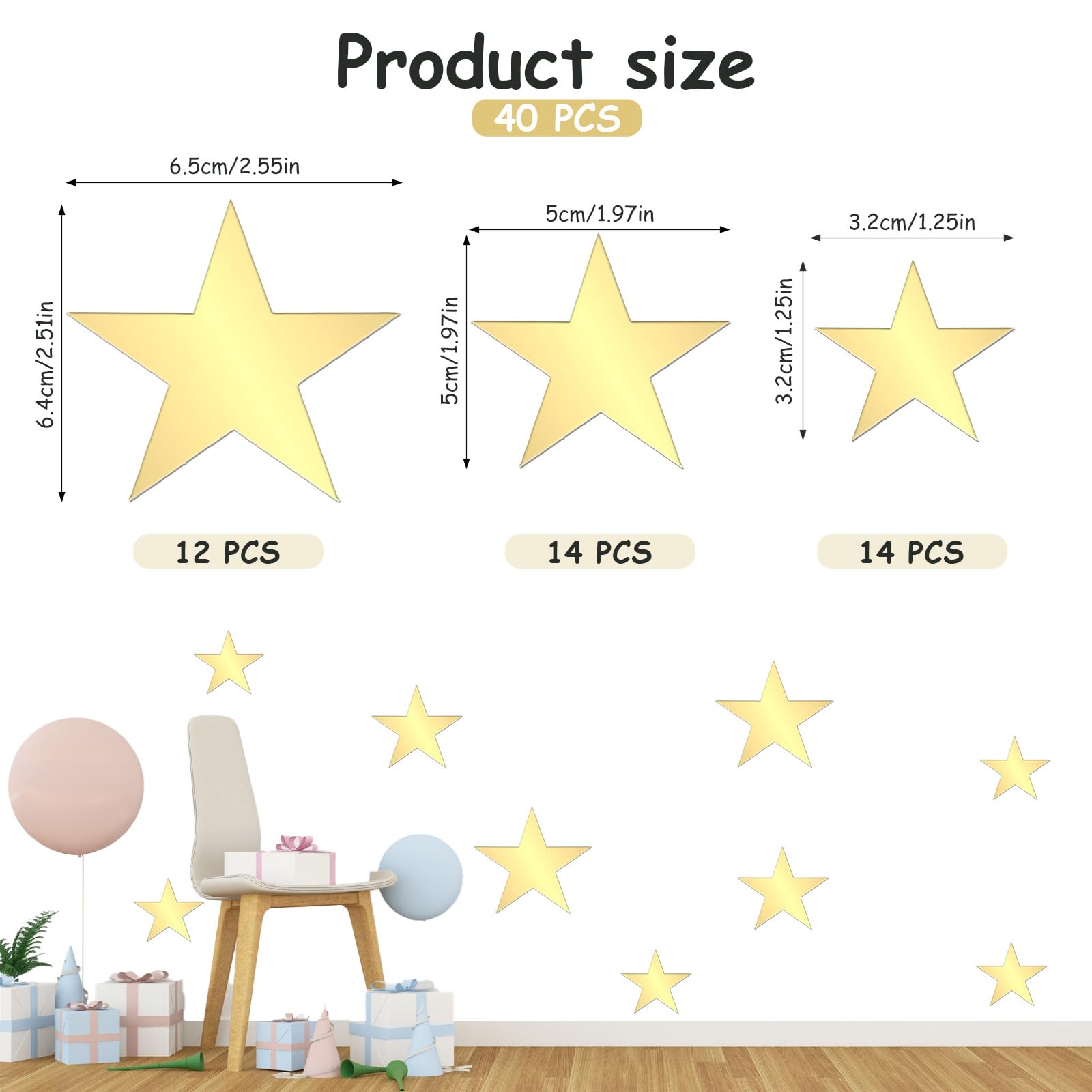 Piriuuo gold star wall decal medium creates playful room ambience