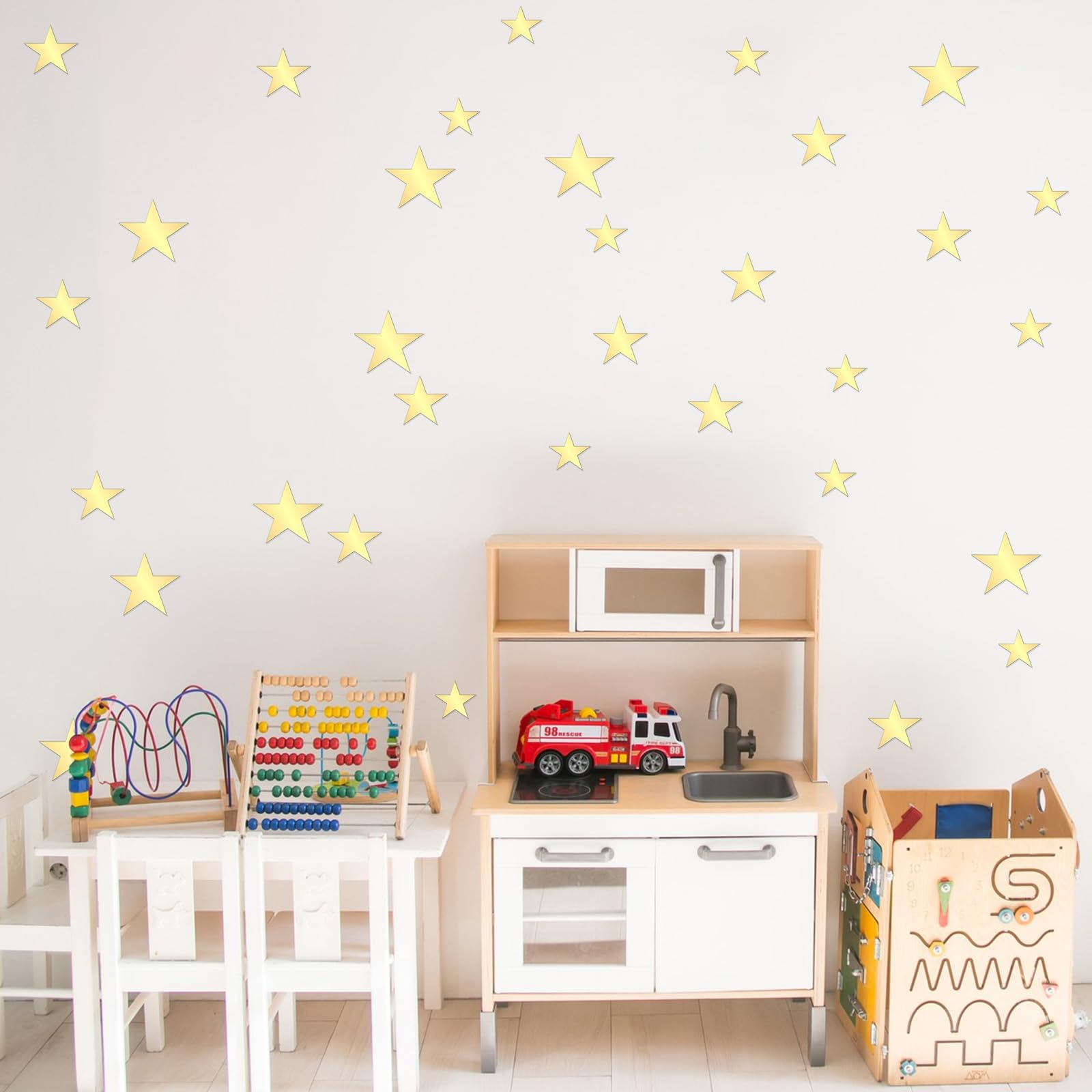 Piriuuo gold star wall decal on living room wall for wow effect