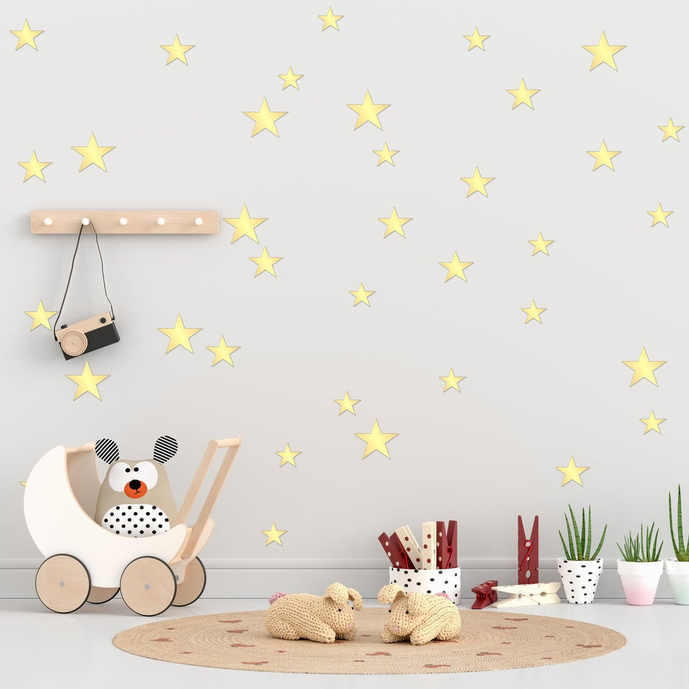 Piriuuo gold star wall decal on kid's room wall for imagination