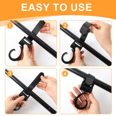 Piriuuo multipurpose hook curves inward for stable item hanging on carriers.
