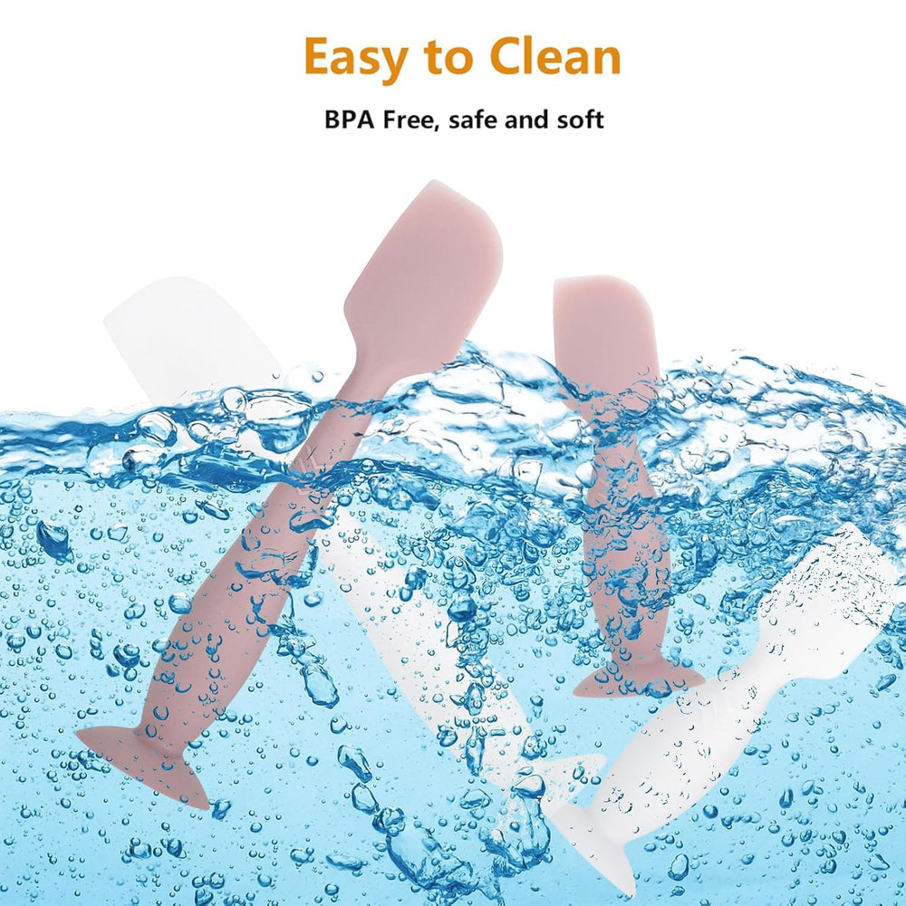 Pisool soft silicone spatula glides smoothly across baby's skin.