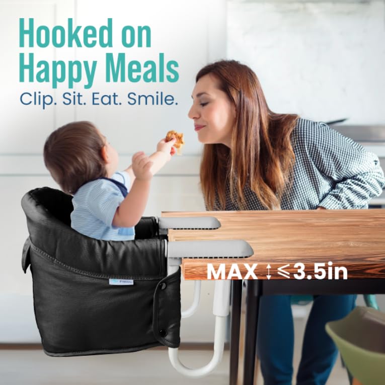 Pivvital baby seated at dining table during meal.