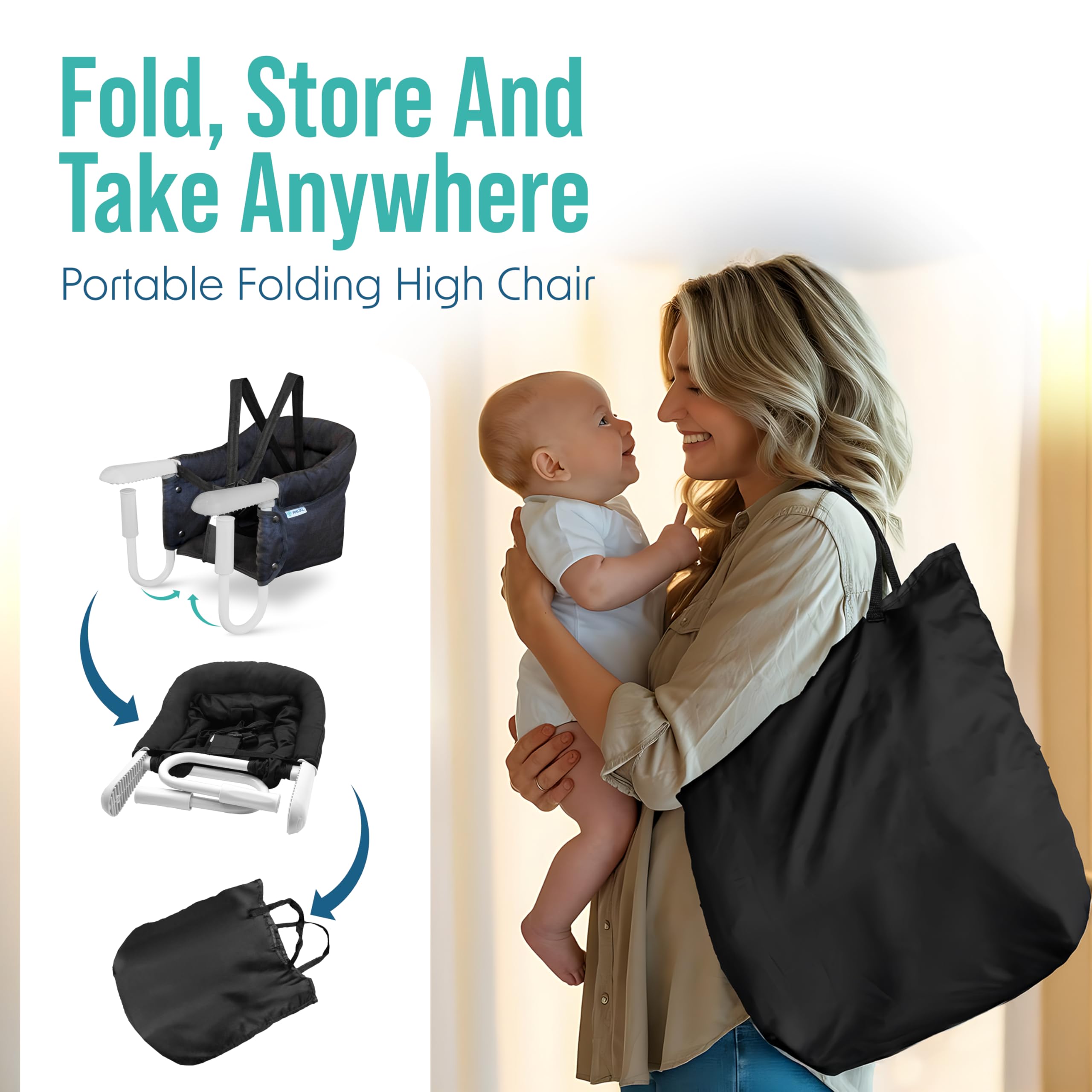 Pivvital easy-clean removable seat cover after meals.