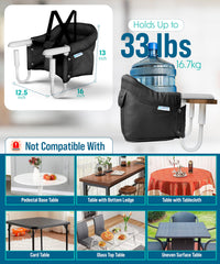 Pivvital folded high chair in compact travel bag.