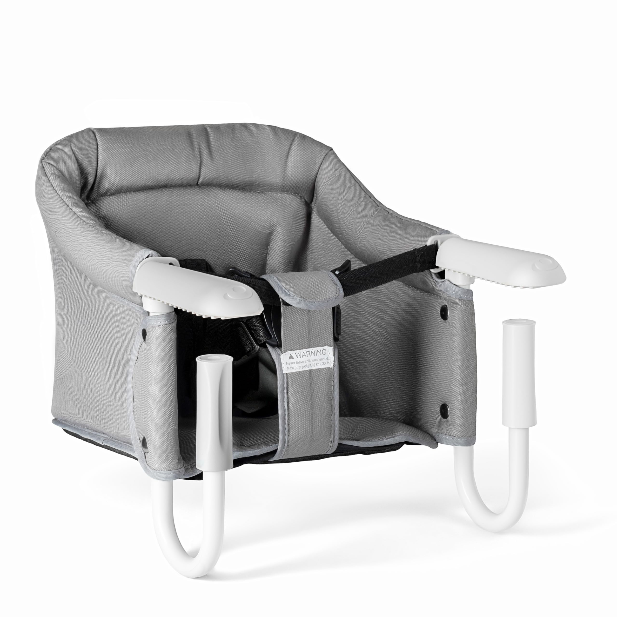 Pivvital hook-on high chair clip-on assembly demonstrates secure setup for meals.