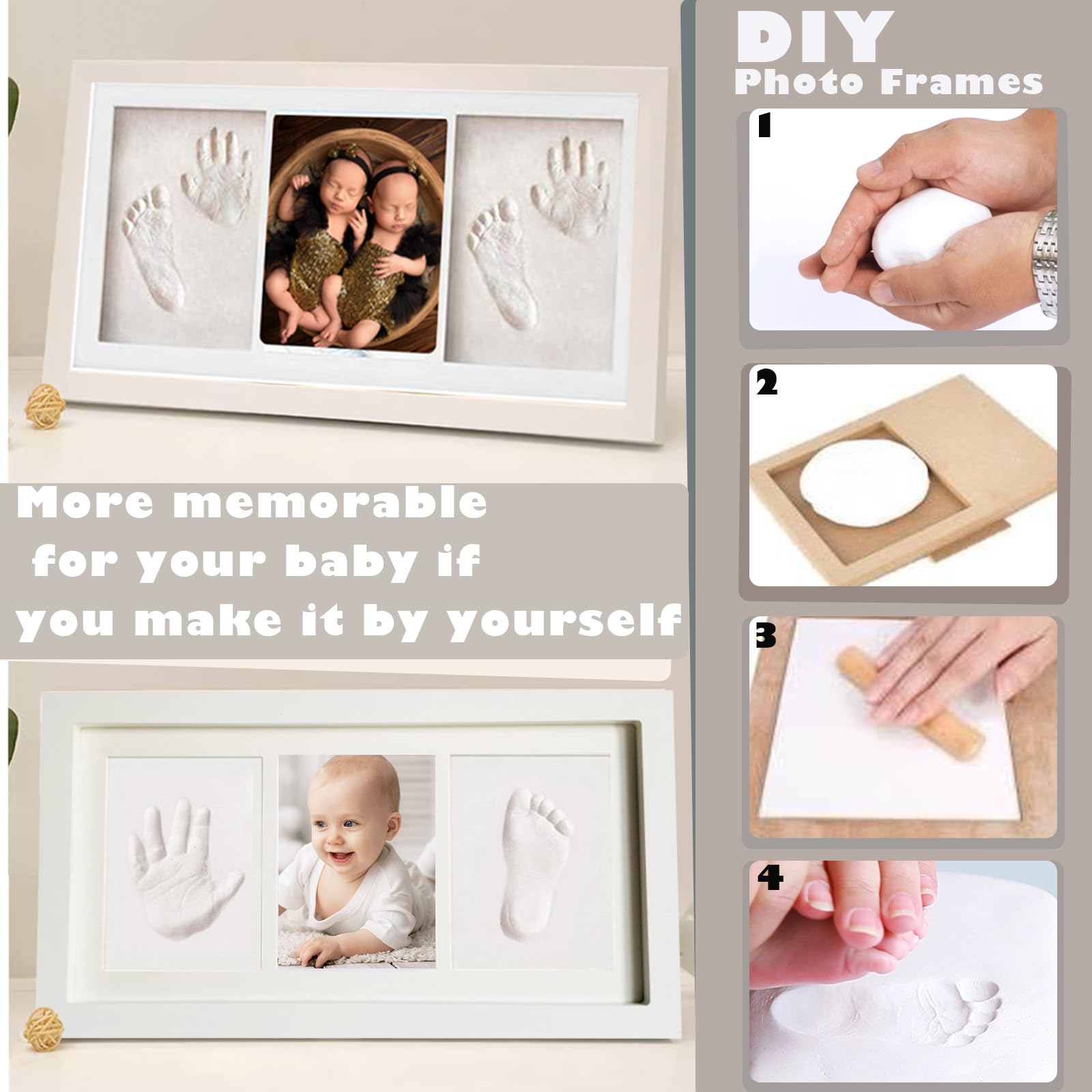 Pivza Inkless Newborn Footprint close-up—safe clay imprint preserves tiny footprints.