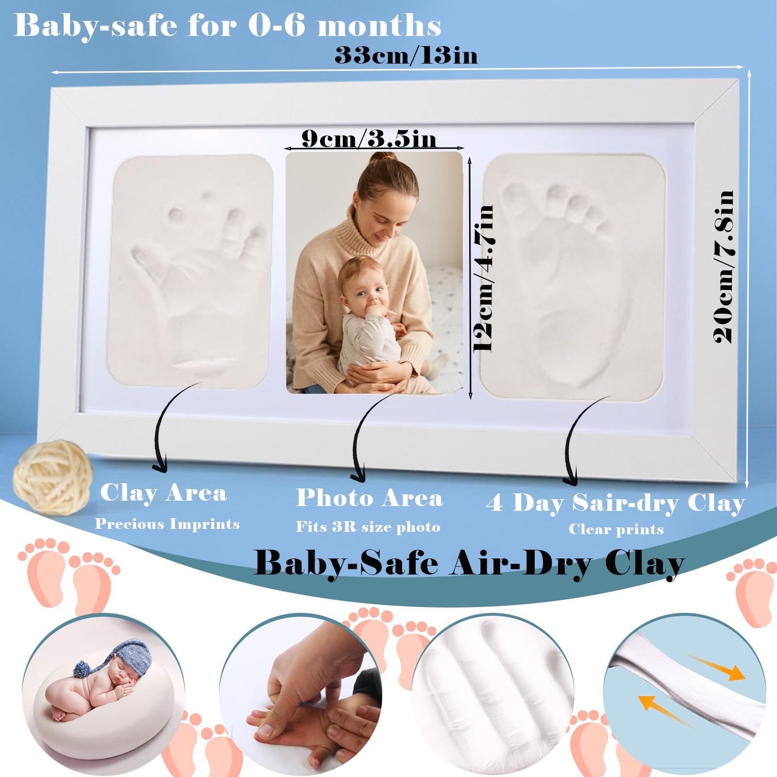 Pivza Inkless Newborn Keepsake frame assembly—simple setup for home display.