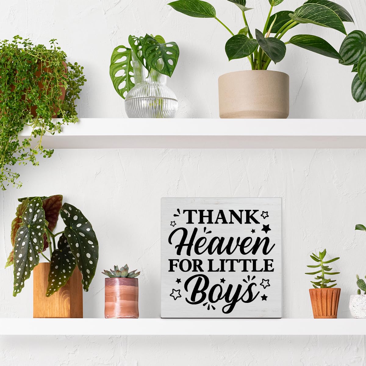 PIXCEOS elaborate-design box sign adds farmhouse-style charm to nursery or home.