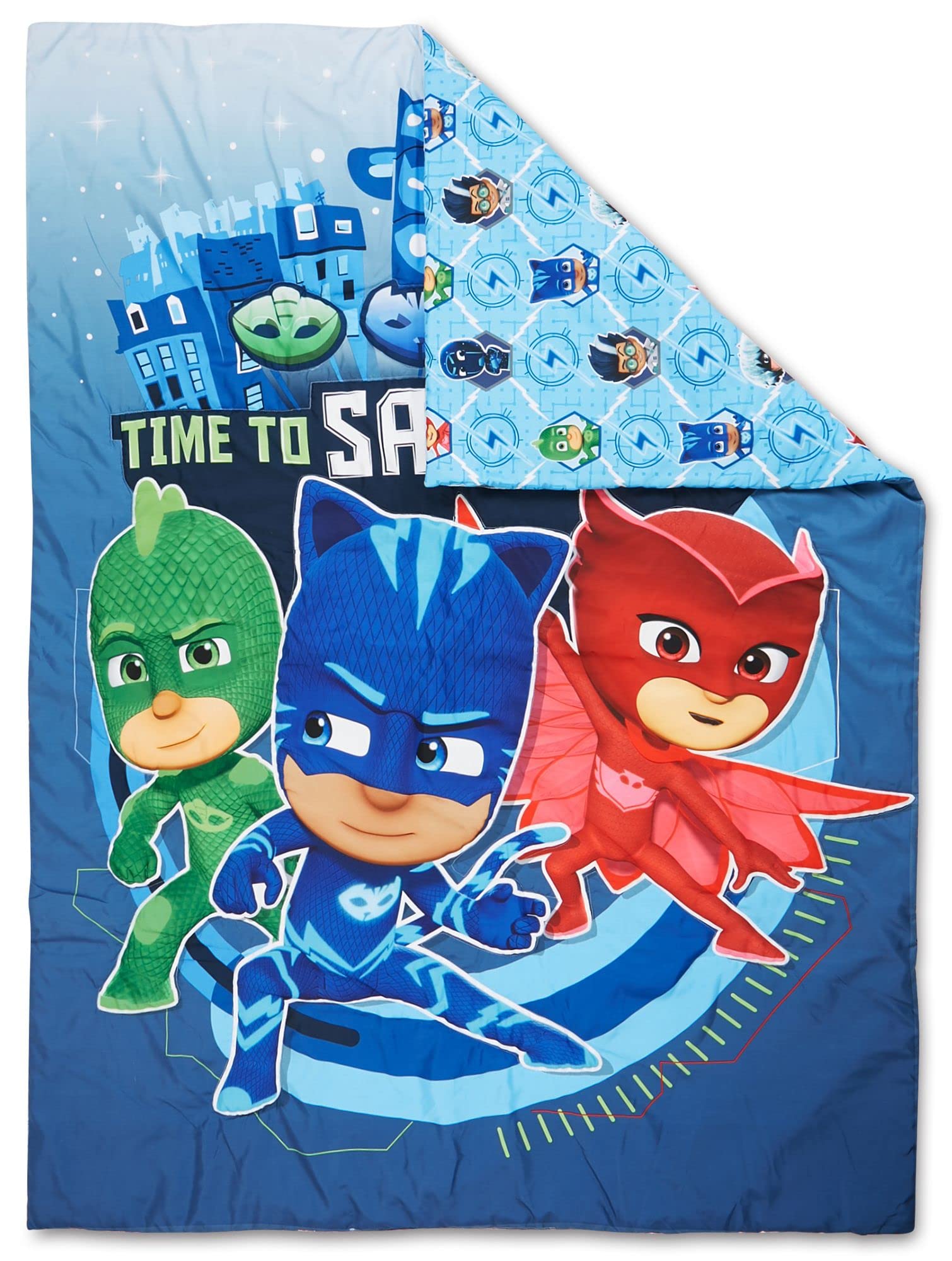 PJ Masks Time to Save The Day fitted sheet in durable polyester for easy care