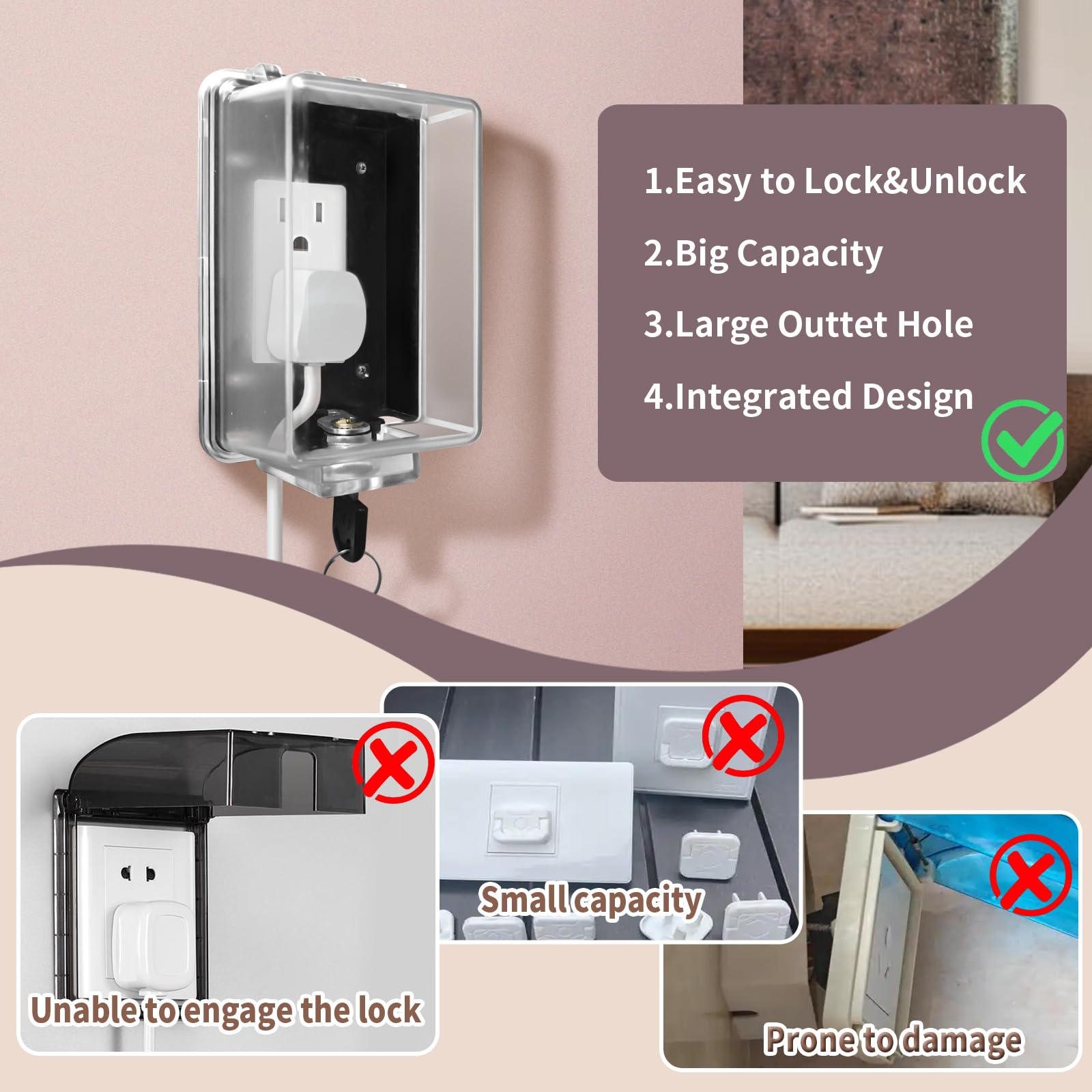 PKLIYH baby safety outlet cover box transparent design blends with home decor