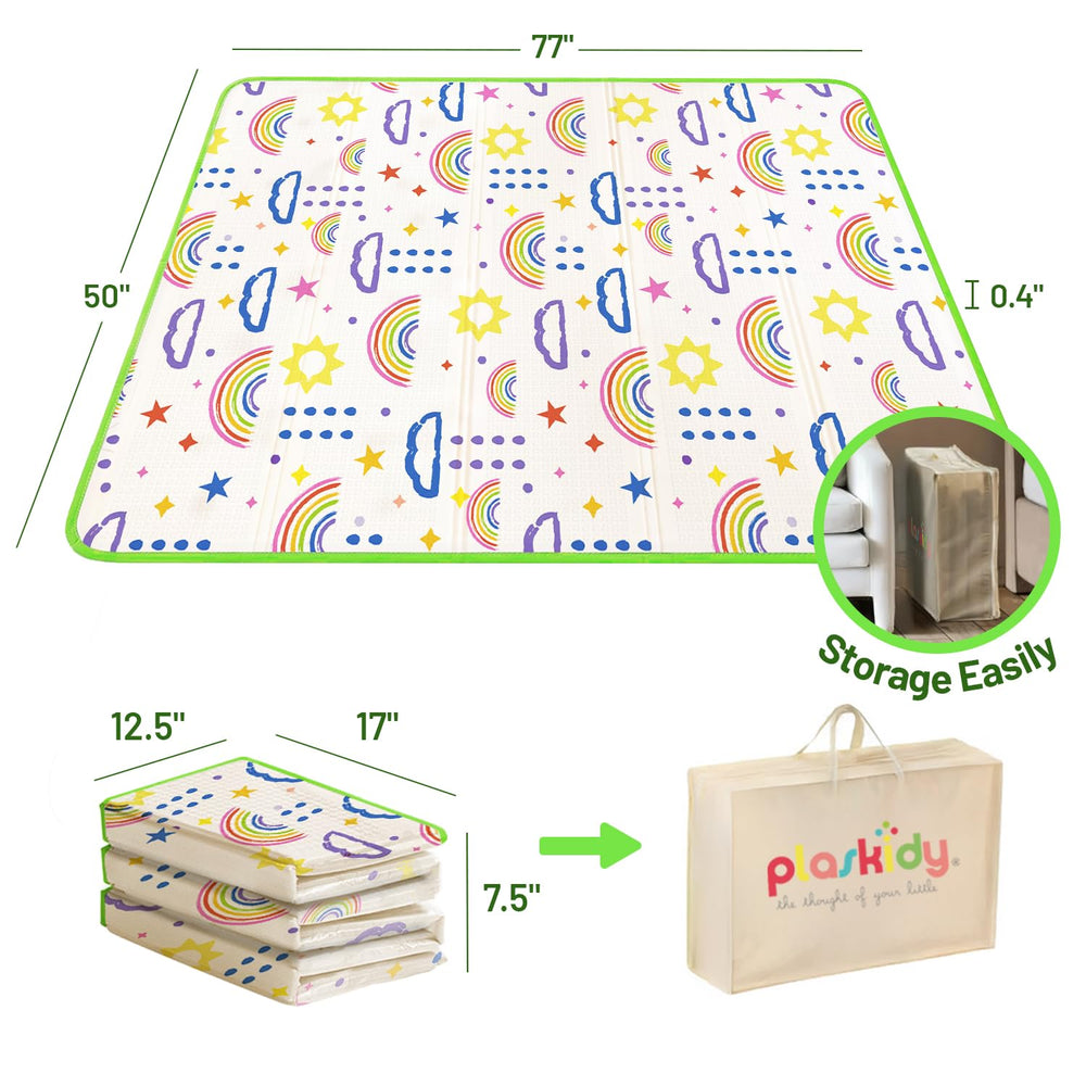 PLASKIDY large 50x77 inch mat provides roomy crawling space.