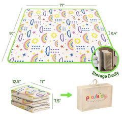 PLASKIDY large 50x77 inch mat provides roomy crawling space.