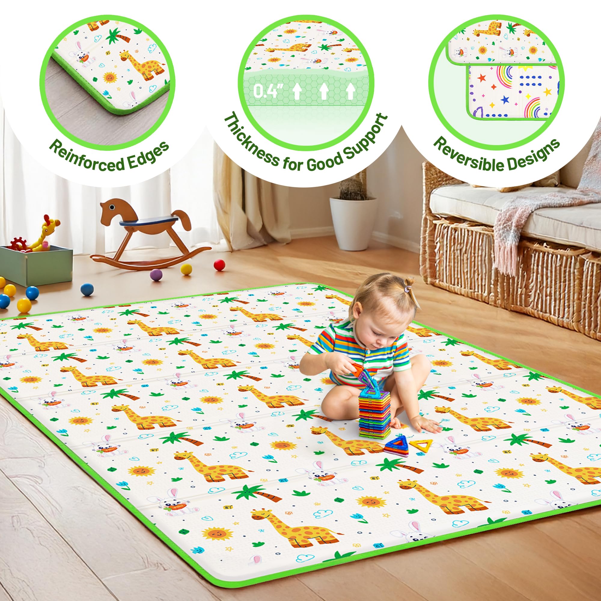 PLASKIDY play mat non slip surface supports stable, safe movement.