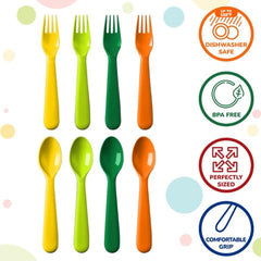 PLASKIDY BPA-free plastic toddler utensils for safe meals and easy cleanup.