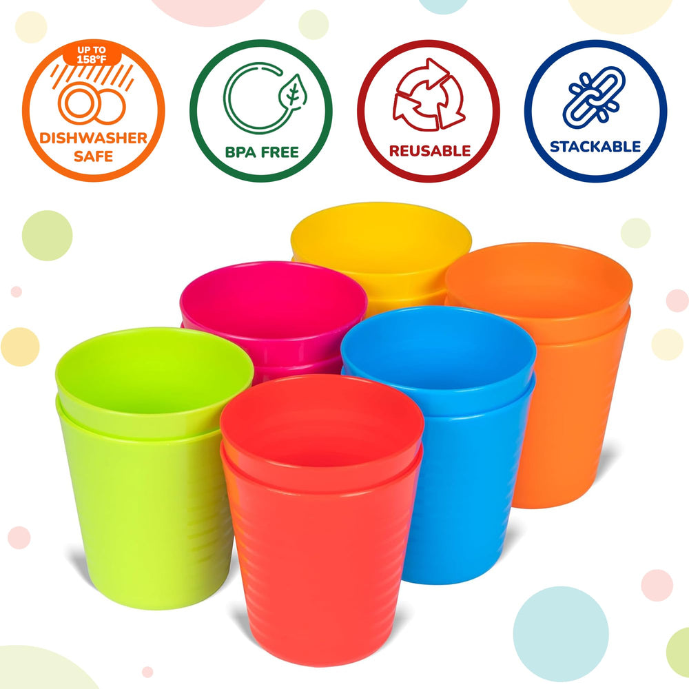 PLASKIDY kids cups 8oz measurement close-up, helps portion control for kids.