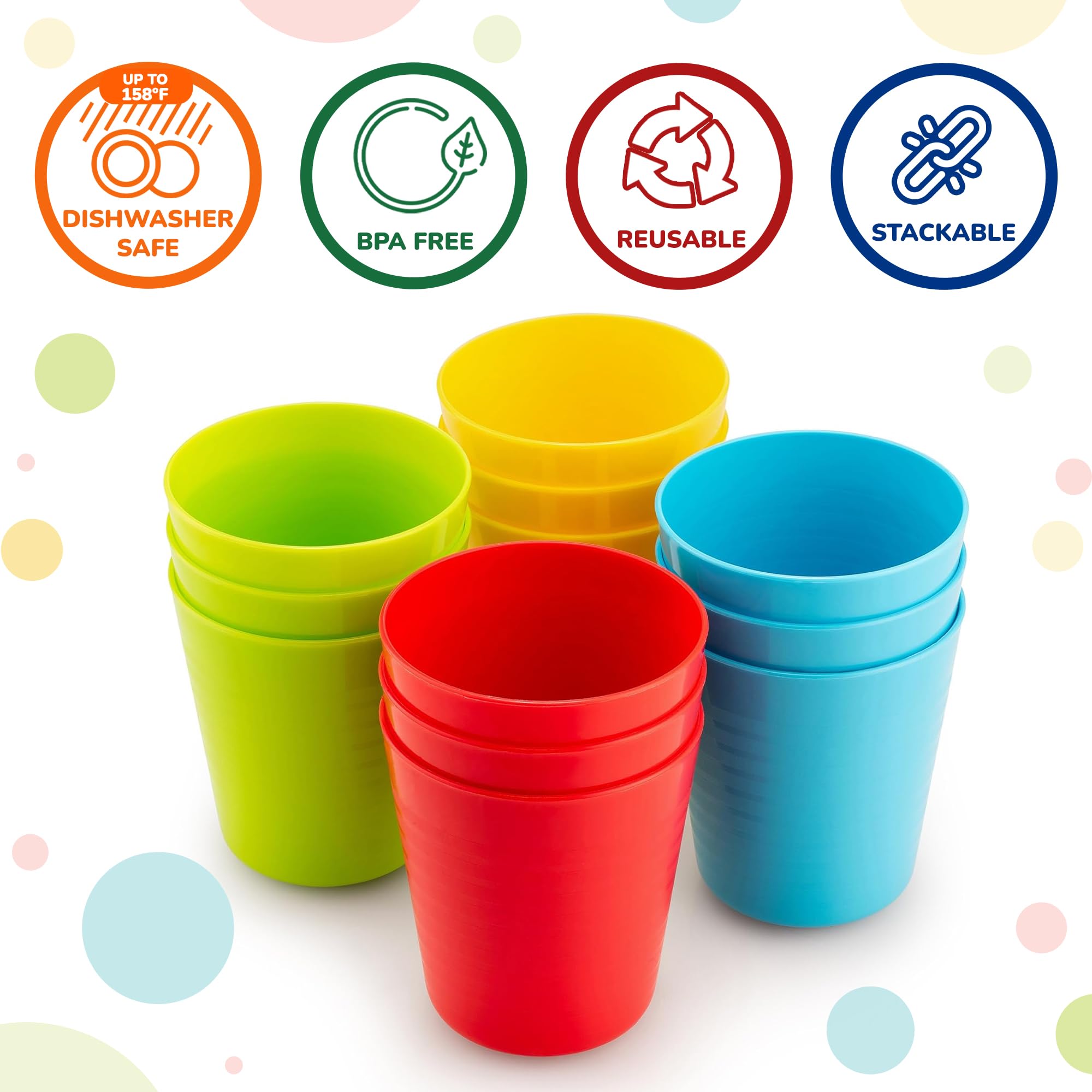PLASKIDY BPA-free polypropylene cups offer lightweight, durable material for little hands.