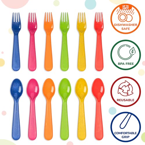 PLASKIDY kids forks colorful 6-pack for safe poking into food
